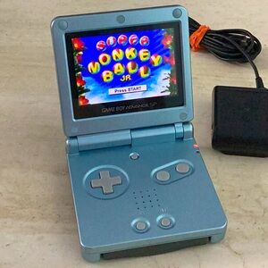 Gameboy Advance SP Console 101 Back Lit AGS-101 Pearl Blue Nintendo GBA Game Boy